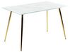 Glass Top Dining Table 120 x 70 cm Marble Effect and Gold MULGA_850506