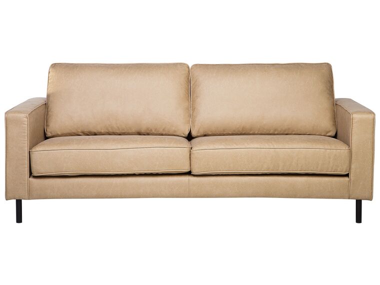 3 Seater Faux Leather Sofa Beige SAVALEN_723706