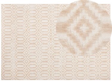 Teppich beige 160 x 230 cm geometrisches Muster Kurzflor ADATEPE