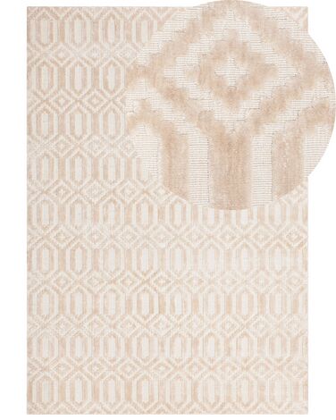 Teppich beige 160 x 230 cm geometrisches Muster Kurzflor ADATEPE