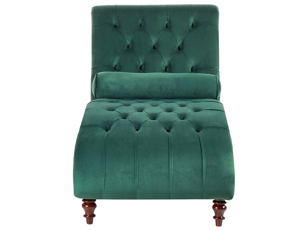 Velvet Chaise Lounge Dark Green MURET Beliani.co.uk