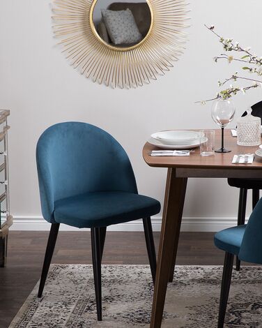Set of 2 Velvet Dining Chairs Blue VISALIA