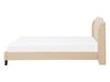 Cama con somier de poliéster beige/madera oscura 140 x 200 cm BORDEAUX_712155
