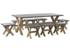 Kuitusementti puutarhasetti 8 jakkaralla harmaa OLBIA Kuitusementti puutarhasetti 8 jakkaralla harmaa OLBIA