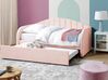 Łóżko wysuwane welurowe 90 x 200 cm różowe EYBURIE_844362