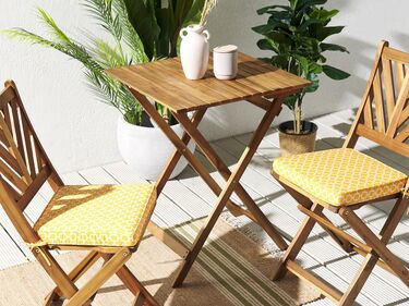 Set of 2 Outdoor Seat Pad Cushions Geometric Pattern Yellow TERNI