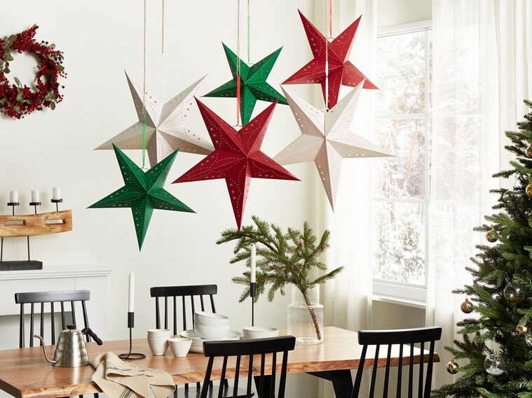 Weihnachtsdeko LED weiß Sternform mit Glitzer 60 cm 2er Set MOTTI