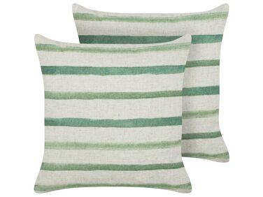 Set of 2 Cushions Striped Pattern 45 x 45 cm Green KAFRA