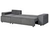 Right Hand Jumbo Cord Corner Sofa Bed with Storage Dark Grey LUSPA_898725
