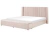 Velvet EU Super King Size Bed with Storage Bench Pastel Pink NOYERS_796525