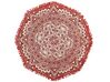 Round Cotton Area Rug Mandala Pattern ø 120 cm Red and Cream MEZITILI_756582