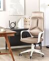 Faux Leather Swivel Office Chair Beige and White DELIGHT_834156