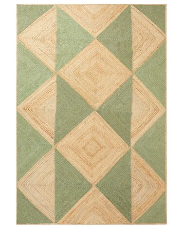Jutetæppe 160 x 230 cm beige og grøn CALIS