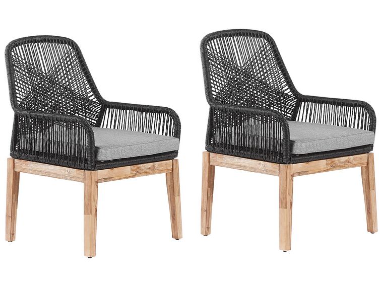 Conjunto de 2 cadeiras de jardim pretas e castanhas OLBIA_809401