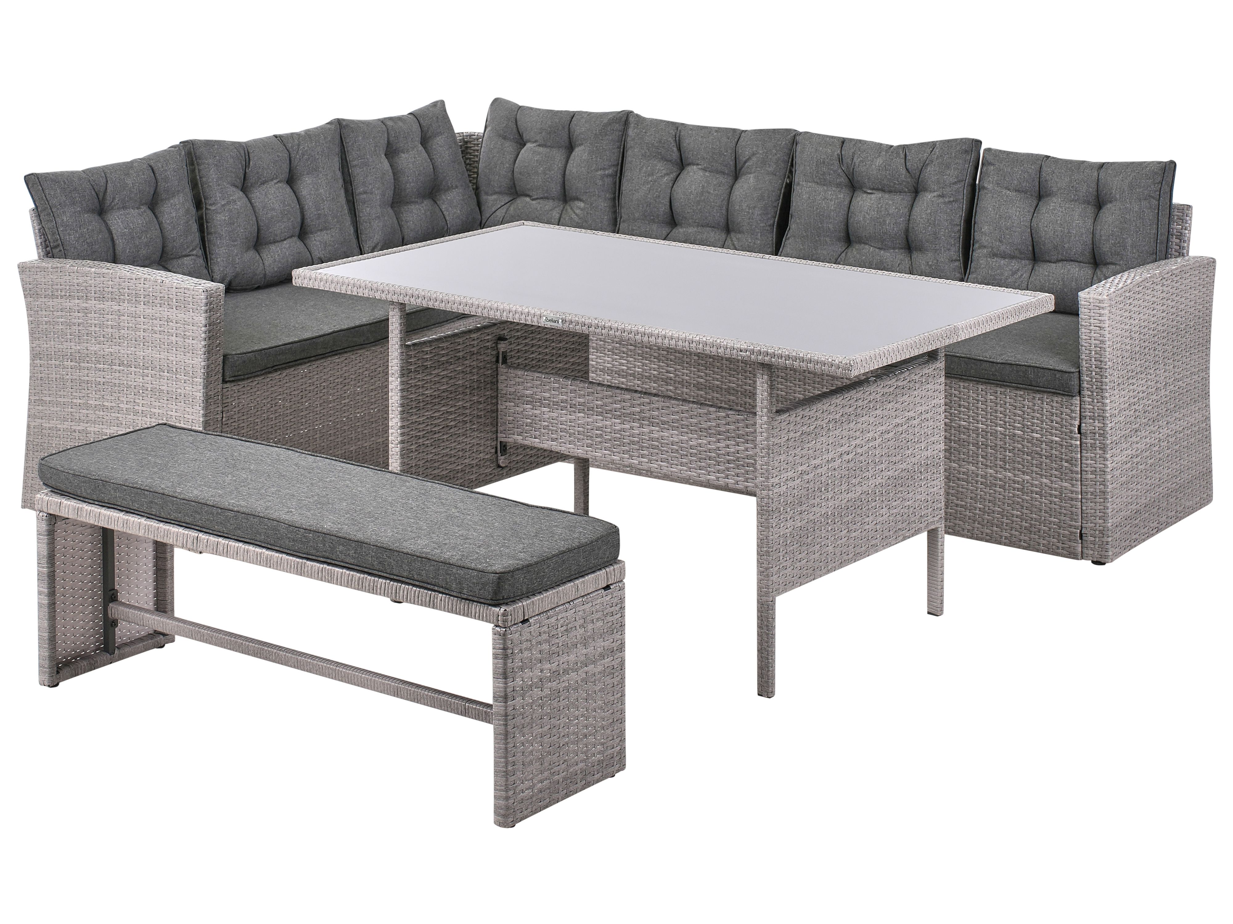 8 Seater Rattan Garden Corner Sofa Set Grey Viterbo Beliani At Rattan Lounge Set Grau