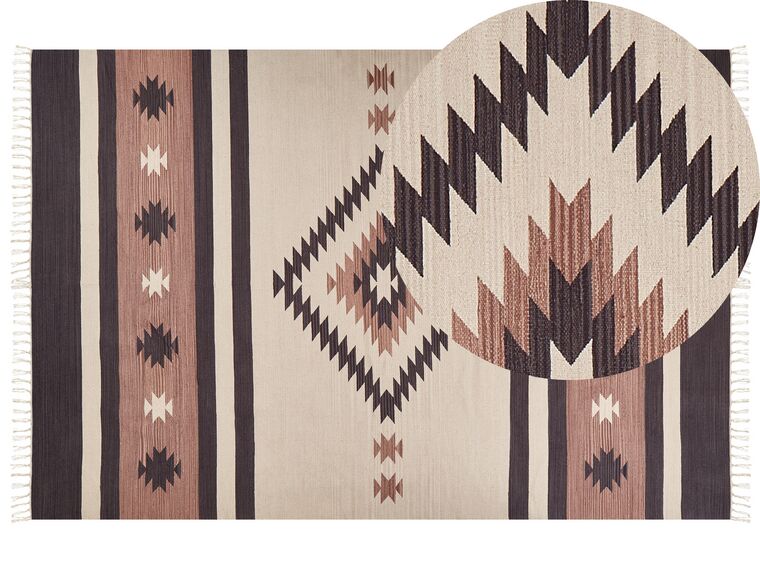Dywan bawełniany kilim 200 x 300 cm beżowo-brązowy ARAGATS_869839