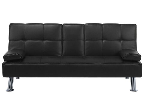 Faux Leather Sofa Bed Black Roxen Beliani Sk Faux Leather Sofa Bed Black Roxen, Grey Faux Leather Sofa Bed