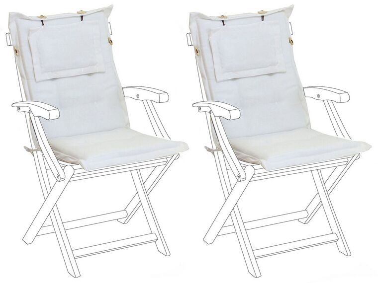 Lot de 2 coussins en tissu blanc cassé pour chaises de jardin MAUI_769766