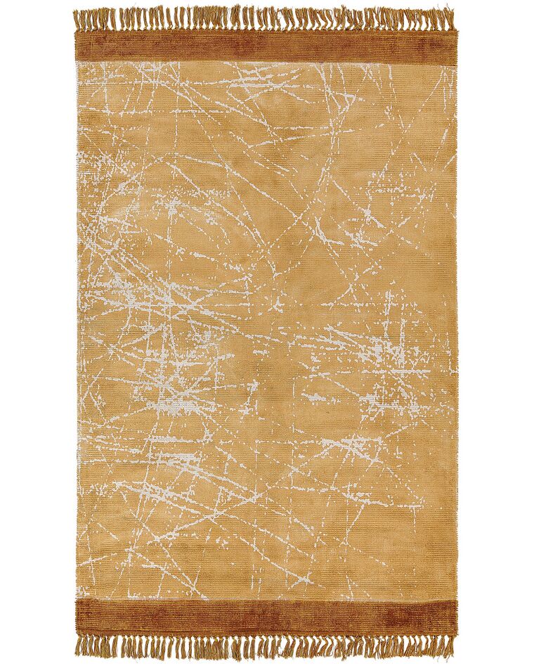 Teppich Viskose orange 160 x 230 cm abstraktes Muster Kurzflor HANLI_836949