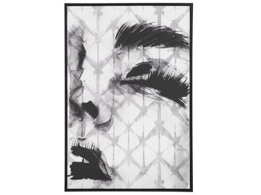 Woman Face Framed Canvas Wall Art 63 x 93 cm Grey ERRANO