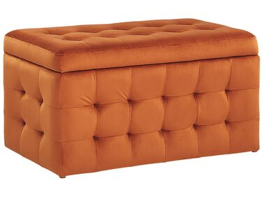 Zamatová taburetka s úložným priestorom oranžová MICHIGAN