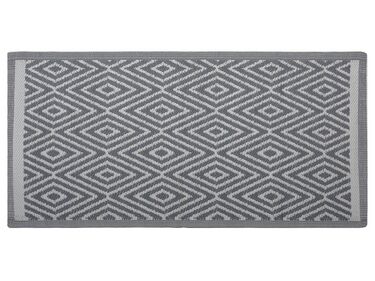 Outdoor Teppich hellgrau 90 x 150 cm geometrisches Muster Kurzflor SIKAR