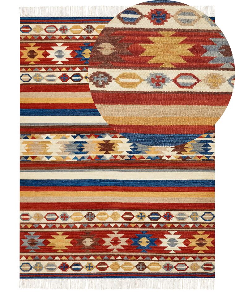 Alfombra kilim de lana multicolor 160 x 230 cm JRARAT_859464