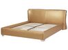 Kožená postel s LED osvětlení 180 x 200 cm zlatá PARIS_749015