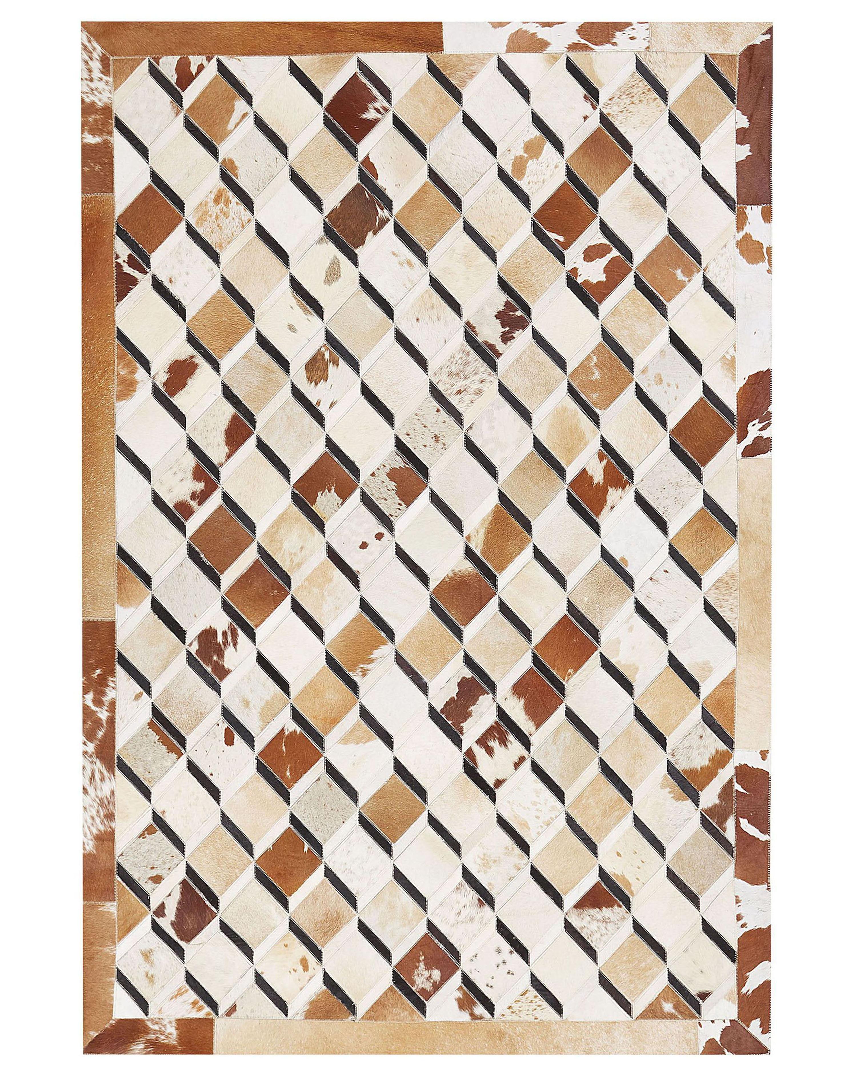 Dywan patchwork skórzany 140 x 200 cm brązowy SERINOVA _851088