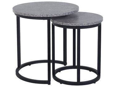 Conjunto de 2 mesas auxiliares negro/gris DIXIE