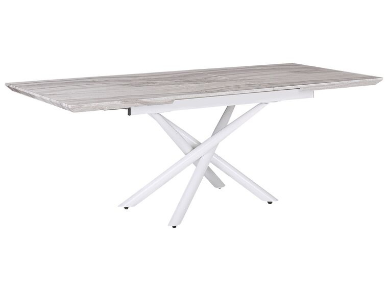 Rozkládací jídelní stůl s mramorovým efektem 160/200x90 cm bílý MOIRA_793995
