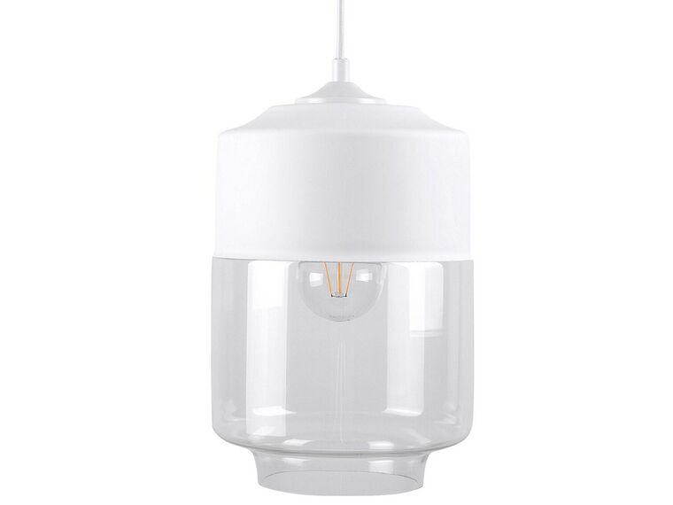 Lampe suspension blanc en verre transparent JURUA_680370