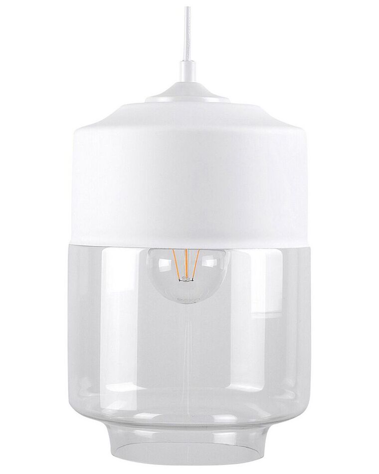 Lampe suspension blanc en verre transparent JURUA_680370