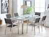 Conjunto de mesa com tampo em vidro temperado 180 x 90 cm e 6 cadeiras pretas GROSSETO_764046