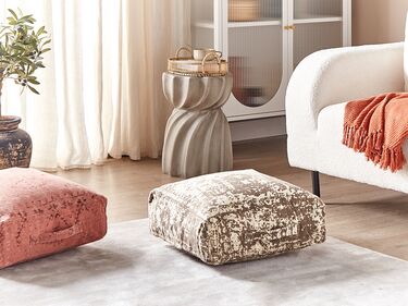 Cotton Floor Cushion 50 x 50 x 20 cm Beige and Brown SHASA