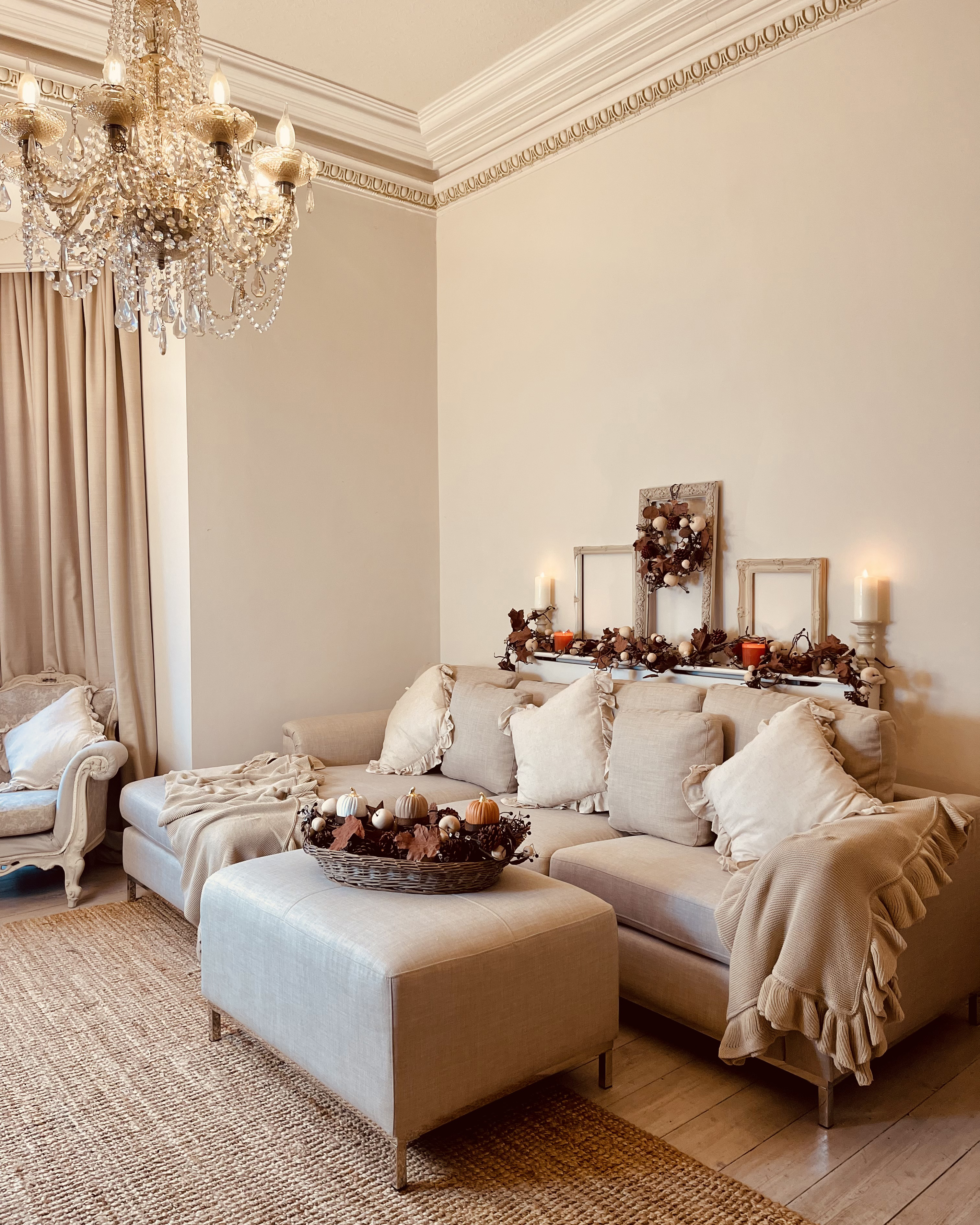 Right Hand Fabric Corner Sofa with Ottoman Beige OSLO_894944