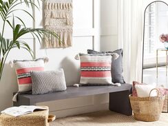 Koristetyyny puuvilla beige/punainen 45 x 45 cm 2 kpl EUPHORBIA