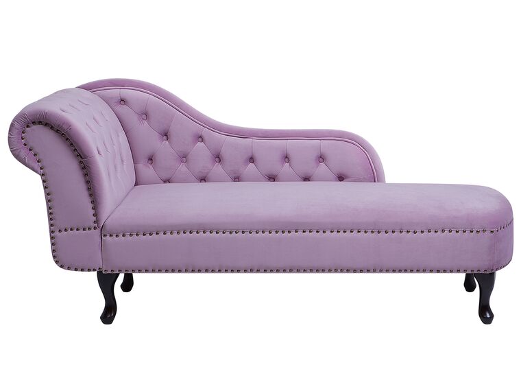 Left Hand Chaise Lounge Velvet Light Violet NIMES_696873