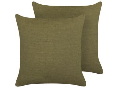 Set of 2 Linen Cushions 45 x 45 cm Green SAGINA