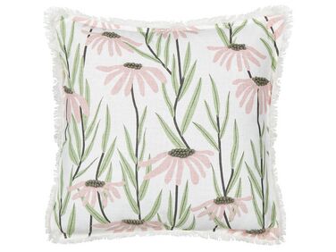 Fringed Cotton Cushion Floral Pattern 45 x 45 cm Multicolour GYNURA