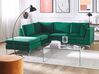 Right Hand 4 Seater Modular Velvet Corner Sofa with Ottoman Green EVJA_789602