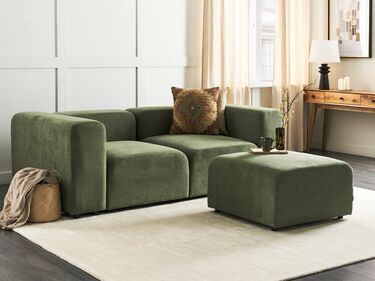 2-seters modulær sofa med ottoman kordfløyel Grønn FALSTERBO