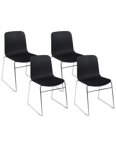 Set of 4 Plastic Conference Chairs Black NULATO