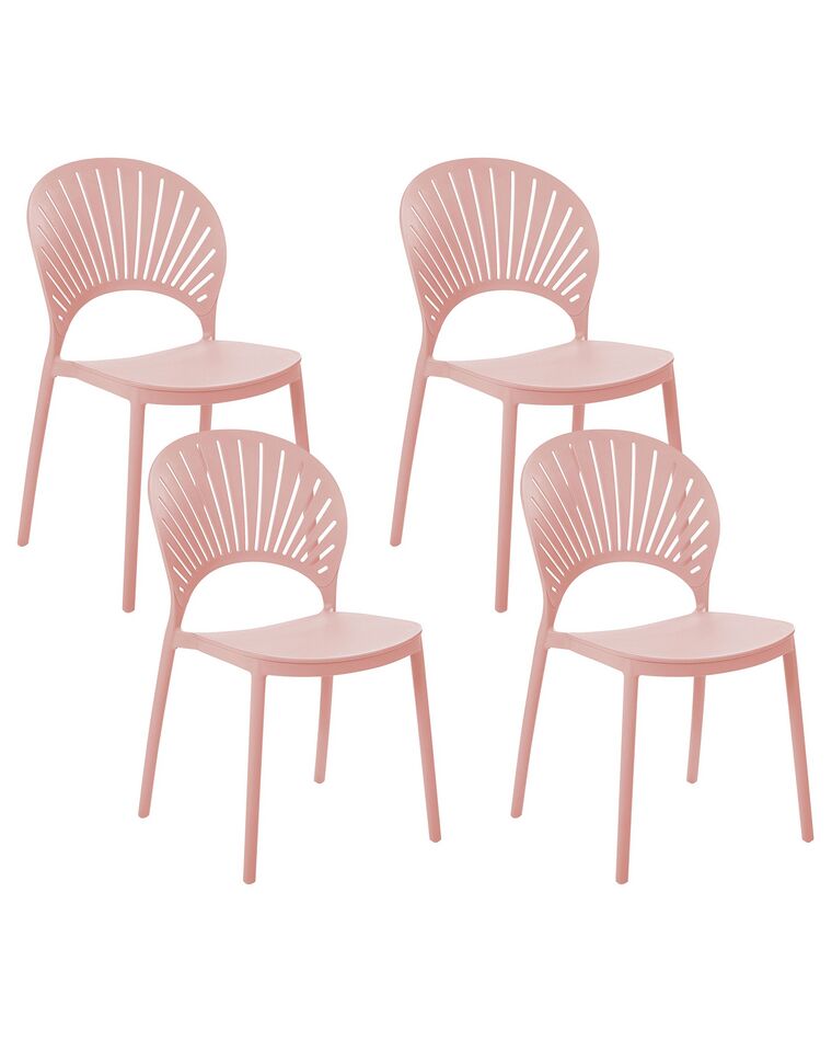Set of 4 Plastic Dining Chairs Pink OSTIA_825362