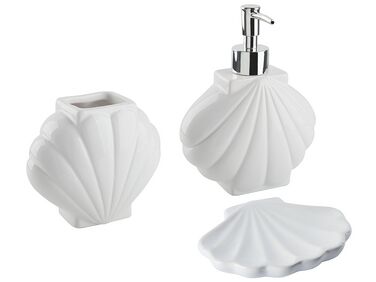 Lot de 3 accessoires de salle de bains en céramique blanche SHELL