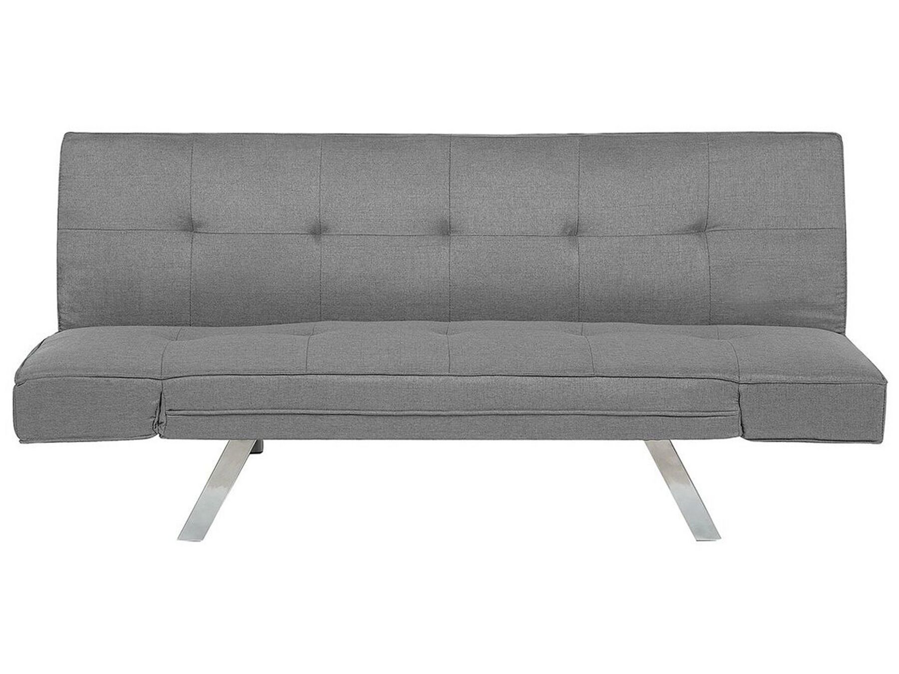 Sleeper Sofa 3 Seater Adjustable Armrests Upholstered Fabric Light Grey Bristol