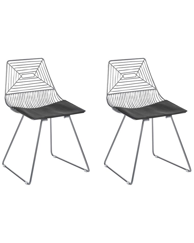 Conjunto de 2 cadeiras de jantar em metal prateado BEATTY_868477