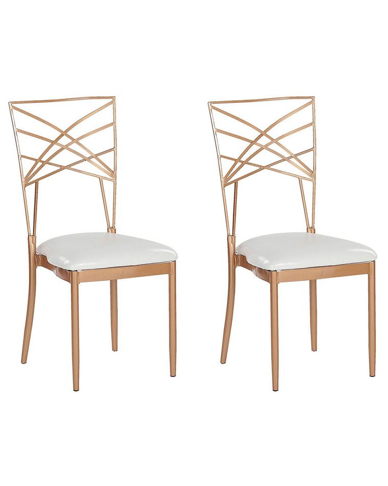 Conjunto de 2 cadeiras de jantar em metal rosa dourado GIRARD_775186