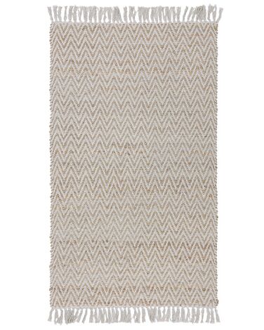 Teppich beige 80 x 150 cm ZickZack-Muster Kurzflor zweiseitig AFRIN