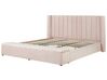 Velvet EU Super King Size Bed with Storage Bench Pastel Pink NOYERS_796526
